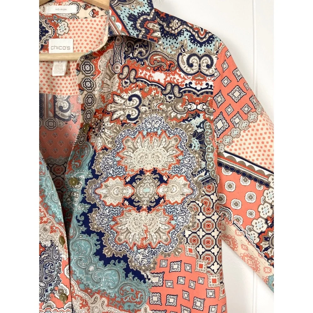 Chico’s | Effortless Giana Paisley Print Button-Down Shirt